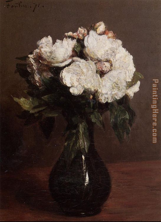 White Roses in a Green Vase